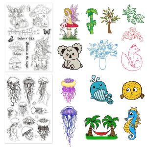 Mushroom Silicone Clear Stamps Dies Elves Transparent Stamp Molds for Card Making and DIY Scrapbooking Photo album Decoration