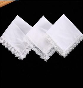 25cm White Lace Thin Handkerchief Cotton Towel Woman Wedding Gift Party Decoration Cloth Napkin DIY Plain Blank FWB6778 1466 T27527100