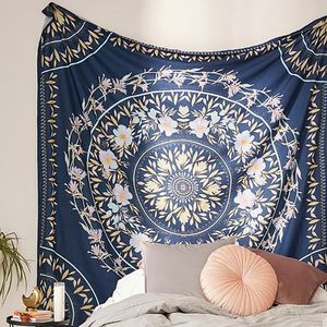 Indian Tapestry Mandala Hippie Bohemian Wall Hanging Flower Psychedelic Tapestry Wall Hanging Decor for Living Room Bedroom