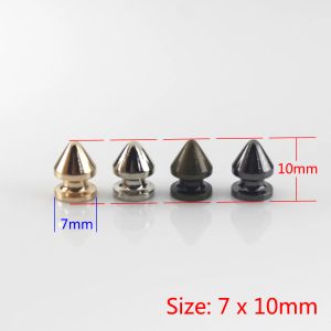 10pcs Feste Metallschraubkegel Stollen Bullet Spikes Punk Nieten für Leder Bastelbeutel Garmet Schuhe Dekor Haustierkragen Anti-Bite