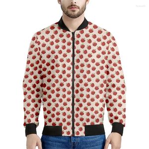 Herrjackor Cartoon Fruit Apple 3D Tryckt för män Kvinnor överdimensionerade tröja Cool Street Casual Bomber Zip Up Jacket Topps Coat