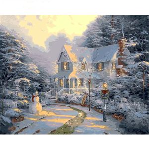 Landscape Winter Printed Fabric 11CT Cross-Stitch Set Embroidery DMC Threads Hobby Painting Knitting Craft Jewelry Floss