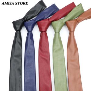 Neck Ties Classic PU leather tie for men black red gold silver suitable for wedding parties business suits mens tie shirt accessories complete setC240410