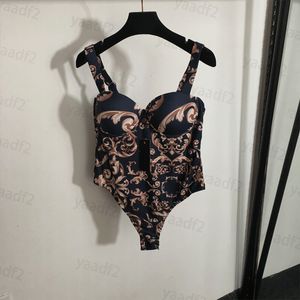 Luksusowe wydrukowane stroje kąpielowe seksowne jednoczęściowe stroje kąpielowe dla damskich plażowych bielizny wyściełane brązowe garnitury kąpielowe
