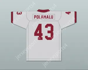 Personalizado qualquer nome Número masculino Juventude/crianças Troy Polamalu 43 Douglas High School Trojans Jersey de futebol cinza 1 Top Stitched S-6xl