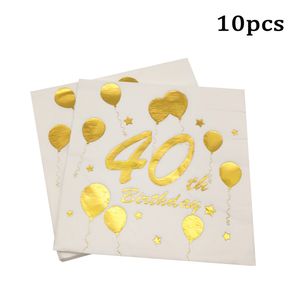 10pcs ouro 18 21 30 40 50 60 anos papel guardanapo adulto festas de aniversário disposabble guardas homens homens 30º suprimento de decoração