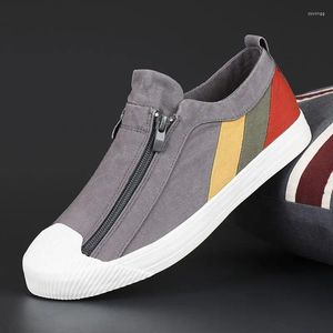 Casual Shoes Designer geschützte Zehenzehen Männer Sneaker Canvas High Top Sommer Atmungsfreie Doppel -Reißverschlüsse Sicherheitsschuh Mann Knöchel -Sneaker