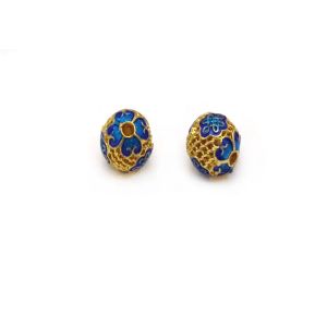 2st Copper Alloy Drip Oil Cloisonne Flower Round Loose Spacer Beads Charm för DIY Handgjorda smycken som gör armbandtillbehör