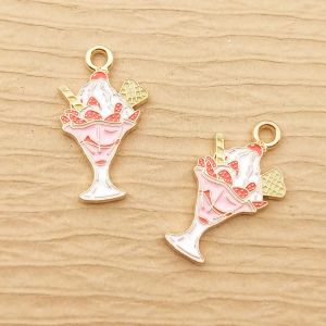 10pcs Drinks Charm for Jewelry Making Enamel Earring Pendant Bracelet Necklace Accessories Diy Craft Supplies Gold Plated