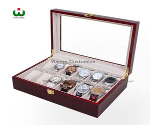 Сегодня 039S скидка на большую скидку в Dhgate Supply 12 Grids Wood Watch Display Jewelry Jewelry Box Держатель кожаный стеклянный топ JE3379918