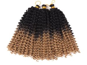 14 polegadas Cabelo cacheado Cabelo de onda de água Extensões de crochê Croe Braiding sintético Cabelo a granel 15strandspack 100GCHET Braids Ombr8452931