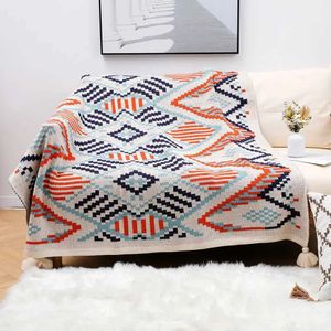 Blankets Textile City Bohemia Rhombic Floral Knitted Throw Blankets Home Decor Sofa Cover Bay Window Blanket Wave Winter Thicken Shawl