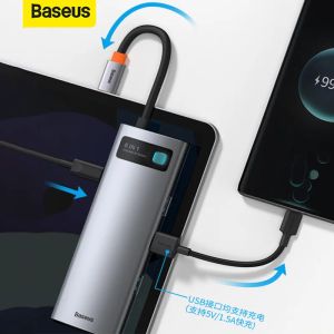 Hubs Baseus TypeC Genişletme Dock iPhone MacBookpro Huawei Dizüstü Bilgisayar Çok Arayüz Ağ Kablo Dönüştürücü için USB Splitter Adaptörü