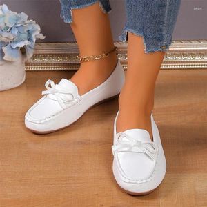 Casual Shoes 2024 Spring And Autumn Flat Round Toe Shallow Mouth Bow Versatile Women's Large 36-42