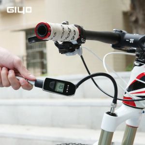 ЖК -дисплей GIYO DIGINAL LAIGE Высокий давление велосипедное насос MTB Road Bike Portable Schrader Clap Pump для вилки/задней подвески