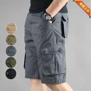 Sommermenschen dünne Arbeitspeak -Capris aus reiner Baumwolle mit mehreren Taschen lose Shorts Sport und Pferdehosen