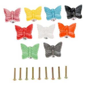 DRELD 1Pc Furniture Handles Butterfly Cabinet Knobs and Handles Ceramic Door Knob Cupboard Dresser Drawer Kitchen Pull Handle