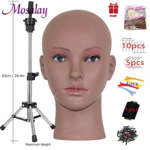 Afro -Schaufensterpuppe Kopf mit Stativ für Frauen, die Perückenhutbrillen Maske ausstellen Kosmetik Manikin Kopf für Make -up -Praxis 240403