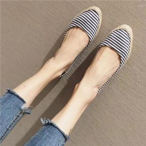 Casual Shoes Fashion Stripes Designer Women 2024 Spring Autumn Canvas Women's Flat Comfortable Shallow Ladies Loafers