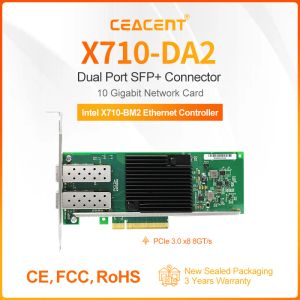 Cards New X710DA2 Intel X710BM2 Чипсет, PCIE 3.0 X8 10 ГБ/с Ethernet сетевой карты с двойным портом 10 ГБ SFP+ разъем низкий+ высокий кронштейн