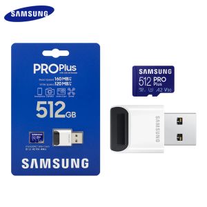 Kort Samsung Pro Plus Memory Card med USB 3.0 Reader 512 GB 256 GB 128 GB V30 Höghastighetsklass 10 TF -kort A2 UHSI U3Micro SD -kort