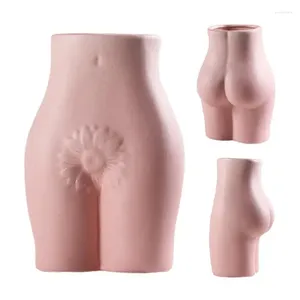 Вазы Женская ваза для тела для тела человека керамики ручной работы с сливной плантатором с дренажным отверстием для шкафа домашнего рабочего стола