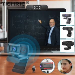 كاميرات WebCams Tishric PC Camera كاميرا ويب 1080P 720P تلقائيًا تلقائيًا كامل HD قابس USB مرن وتشغيله مع كاميرا ويب على شبكة الإنترنت للكمبيوتر