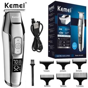 Trimmare Kemei KM5027 Professionell hårklipper Skäggtrimmer för män Justerbar hastighet LED Digital Carving Clippers Electric Razor