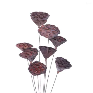 Flores decorativas de caules secos elegantes Mini Lótus Artificial para Ornamento em casa Acessórios de artesanato diy algodão
