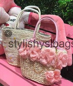 Totes Japanese and Korean grass woven flower corn leather bags craft fashionable casual handbags tourist beach H240410