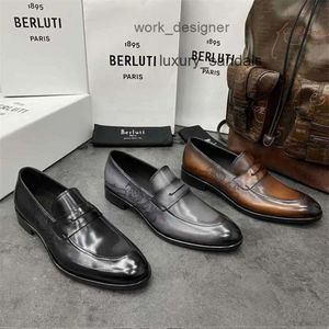 Berluti Mens Dress Fring Leather Shoes Casual Berluti/Brutti Mens Shoes formal Leather Shoes Low Cut Loafers Scritto Patter