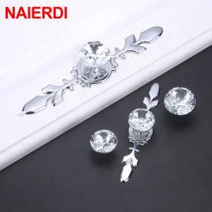 NAIERDI Luxury Diamond Crystal Cabinet Handles Shoebox Handles Closet Door Drawer Knobs Wardrobe Pulls Pullers Furniture Handle