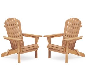 Holz im Freien im Freien Klappstuhl Set von 2 Wood Lounge Patio Chair für Garten, Garten, Rasen, Hinterhof, Deck, Poolseite, Feuerstelle, halb versammelte