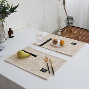 Tapetes de mesa Faux Linen Placemats Conjunto de 4 categoria de fazenda espessada Local anti-deslizamento resistente ao calor lavável para a festa de jantar da cozinha