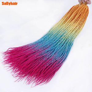 Capelli all'uncinetto sintetico Sallyhair intrecciata intrecciata da 24 pollici senegalese ombre capelli intrecciati 30 ciocche/PC bionde a tre toni