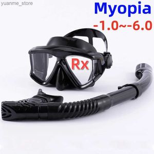 Tauchmasken optische Myopie Diving -Set Tauchmaske Abbautschwimmbrillen Kurzstrecke Panoramablick -Jugend -1,0 bis 6,0 Y240410