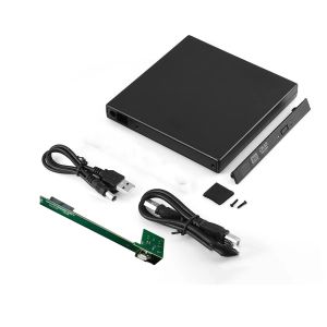 Casos 12,7mm Slim DVD CD CD DVDROM Caixa de acionamento USB 2.0 SATA Drive externa para notebook de laptop Computador