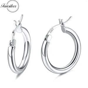 Hoop Earrings Fansilver 925 Sterling Silver For Women Girls 18K White Gold Plated Hypoallergenic Round-Tube Chunky Ear Rings