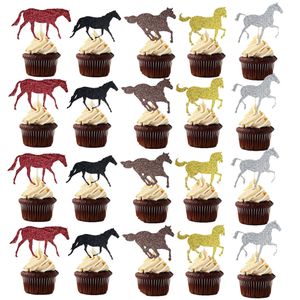 40pcs Horse Cupcake Toppers Cape Racing Toppers Toppers Tema Feste per la festa di compleanno Kentucky Derby Cake Decorations