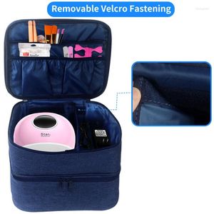 Bolsas de armazenamento 2 camadas Bolsa de unha essencial para óleo de unha Cosmética portátil grande organizador de bolsa com alça de viagem