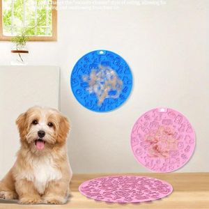 Dog Apparel Silicone Round Pet Slow Feeder Mat Licking Pad With Suction Cups Placemat For Cat Anxiety Relief Feeding Supplies