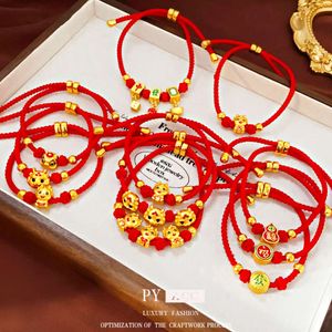 Red Benmingnian Dragon Shaped Fuzi Woven Rope China-chic personlig designarmband Gott nytt år mångsidigt handkläder