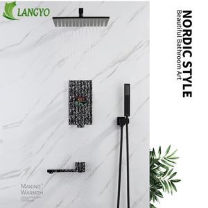 Langyo Shower Head a 3 vie Display Digital Mistina Casatta da bagno Faucet Matte Black/Chrome Digital Docuth Set