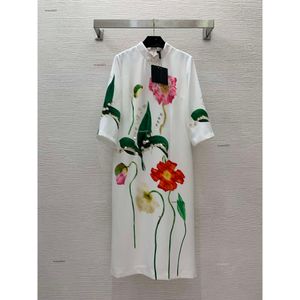 Marka damska sukienka designerska sukienki damskie mody logo kwiat zielony liść wzór drukowania Kobieta długa spódniczka kolacja wiosenna sukienka letnia 10 kwietnia