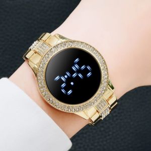 Orologi di lussuoso orologio da donna a LED Orologi Diamond Bracciale in acciaio inossidabile per le donne abiti in oro rosa casual orologio da quarzo Reloj Mujer
