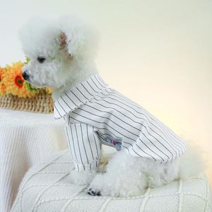 Dog Apparel 1PC Pet Clothing Cat Spring Autumn Summer Thin Black Stripe Simple Pullover Polo Shirt For Small Medium Dogs