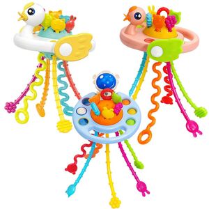 Baby Montessori Teething Sensory Toys Toy 13 Years Silicone Flying Saucer Pull String Educational for Babies Gift 240407