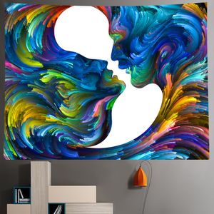 7-color Abstract couple character home art tapestry psychedelic scene Hippie Bohemian decorative tapestry bed sheet beach towel