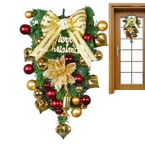 Dekorative Blumen Weihnachten Beute kreatives Türschild mit Bällen süße goldene Bowknot Girlande Dekor für Bars Türen Walls Malls Kamine Kamine