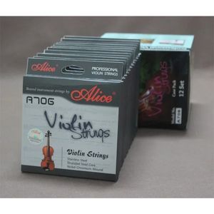 12 conjuntos Alice A706 Núcleo de aço encalhado Aço inoxidável Níquel Cromo Ferida 4/4 Tamanho Violino Strings de violino de aço sem sentido